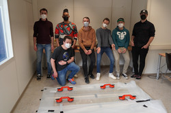 Colleges from the PAS and DYN chair are gathered for the assembly of the LightBoard. 