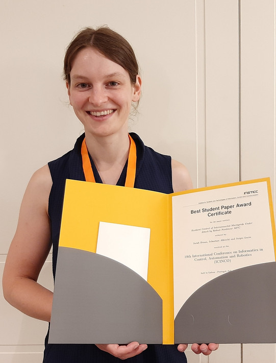Sarah Braun at 19th ICINCO Conference with her award.