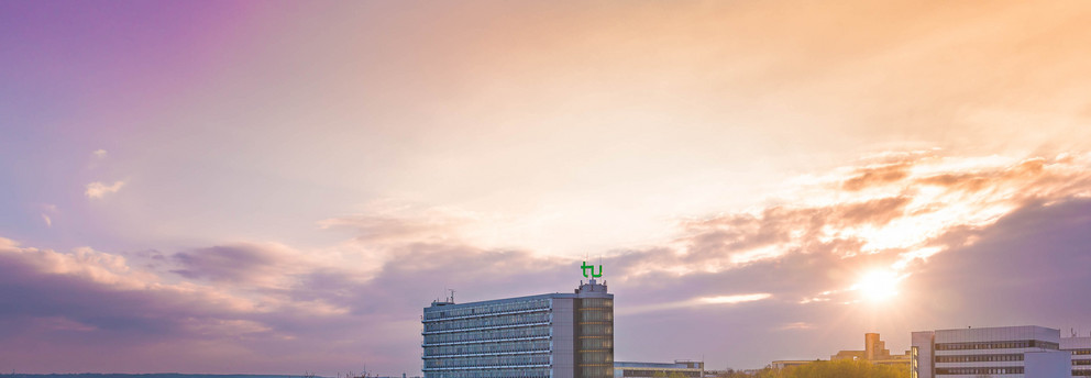 Math Tower with illuminated sky in the background