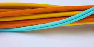 Various intertwined cables in close-up